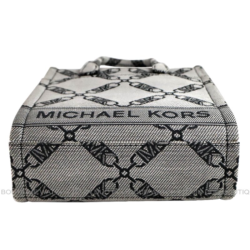 金鐸精品~2498 MICHAEL KORS MK GIGI灰黑色緹花織布手提側肩背兩用托特包-3