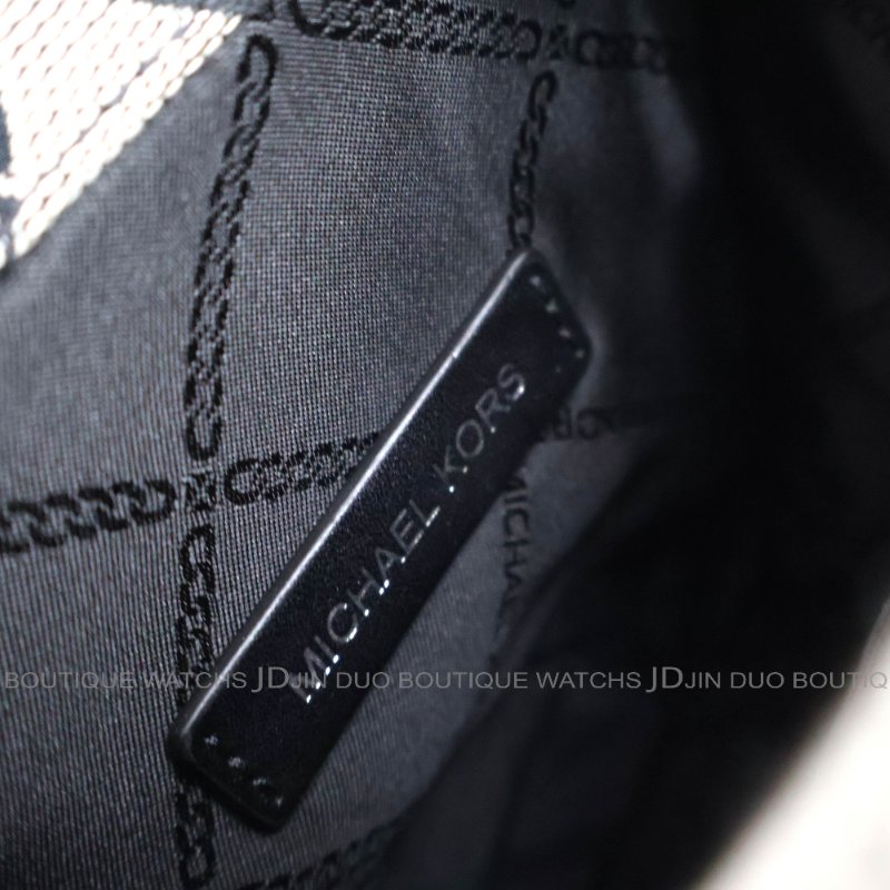 金鐸精品~2498 MICHAEL KORS MK GIGI灰黑色緹花織布手提側肩背兩用托特包-5