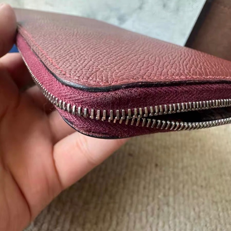 9成新 愛馬仕Hermès Silk’In 拉鍊長夾 酒紅Epsom|絲巾內裡|銀扣 EPSOM-12