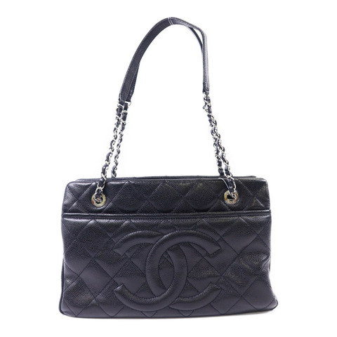 CHANEL 牛皮皮革Shoulder Bag銀扣鏈帶肩背袋