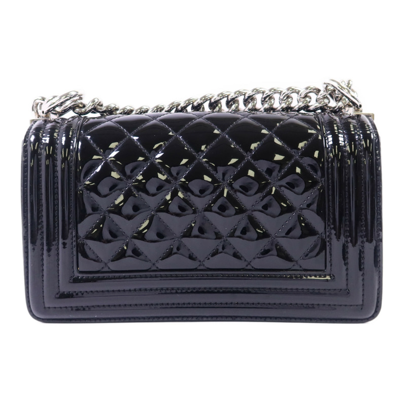 CHANEL 漆皮皮革Boy 20銀扣鏈帶肩背袋-1