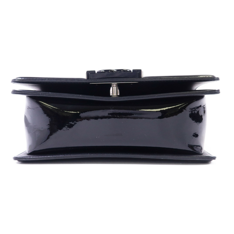 CHANEL 漆皮皮革Boy 20銀扣鏈帶肩背袋-3