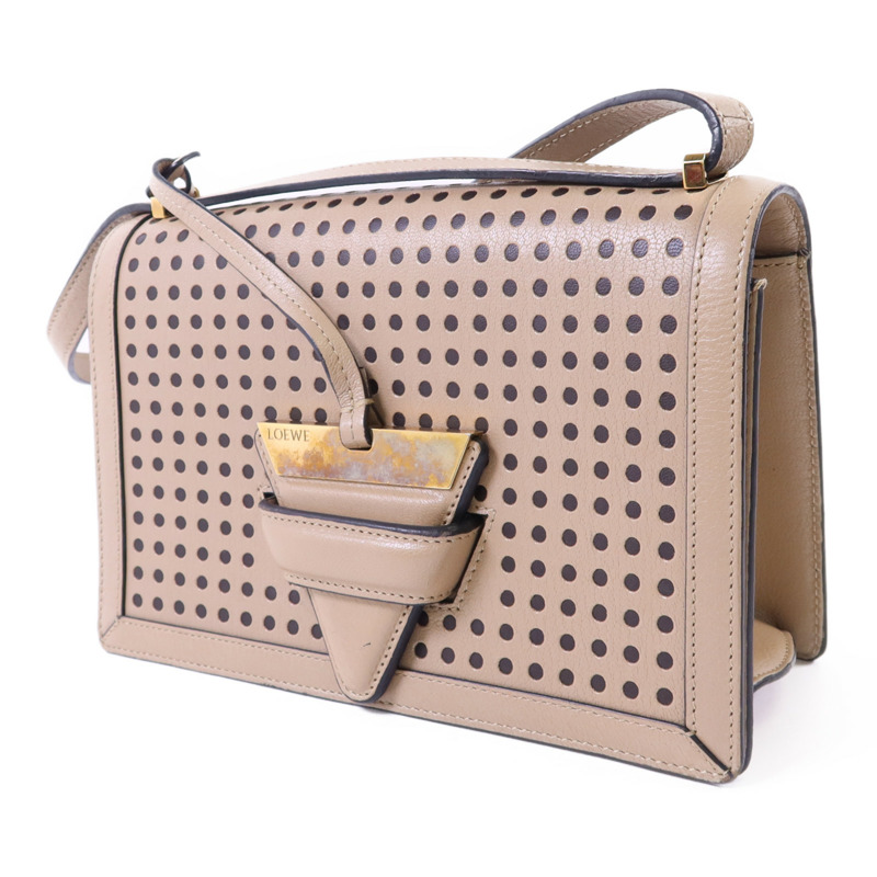 LOEWE 牛皮皮革Barcelona金扣肩背袋-2