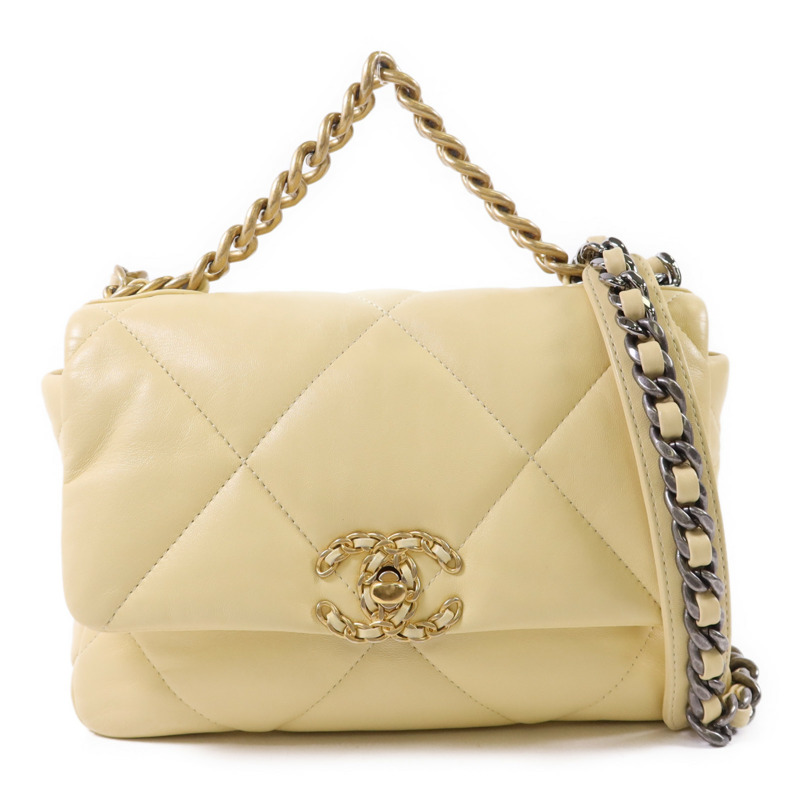 CHANEL 羊皮皮革Chanel 19 Small鏈帶手挽肩背兩用袋-0