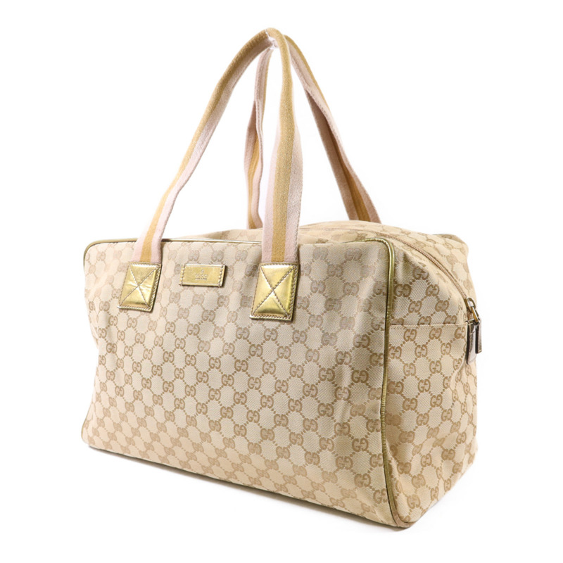 GUCCI 帆布Boston Bag銀扣肩背袋-2