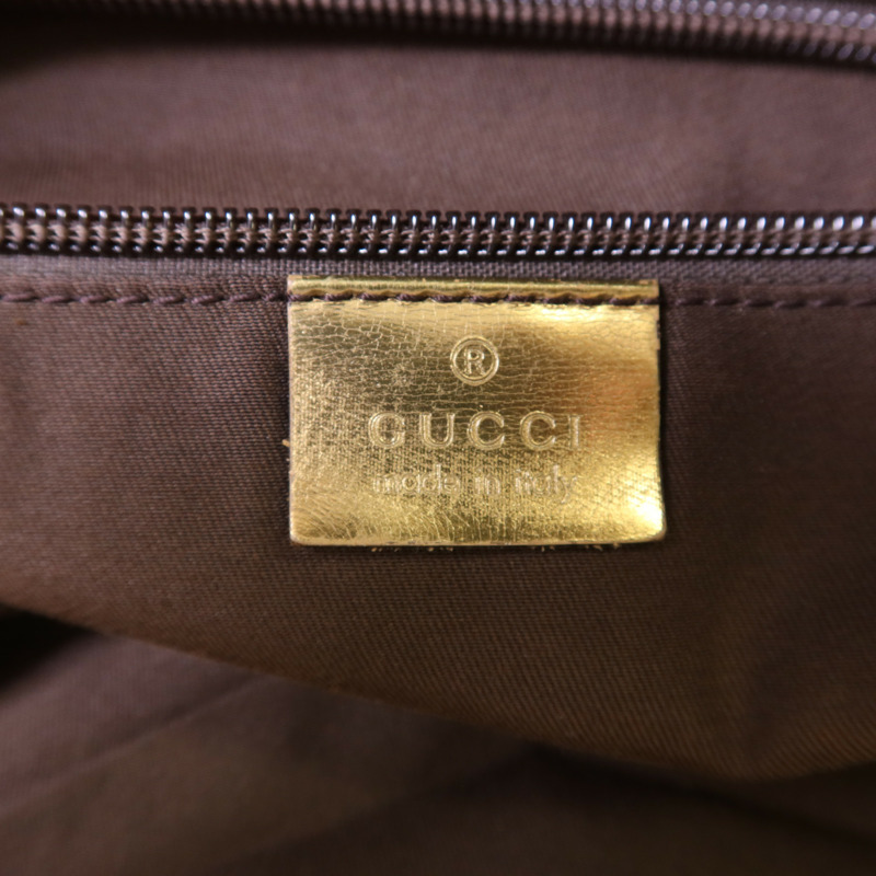 GUCCI 帆布Boston Bag銀扣肩背袋-6