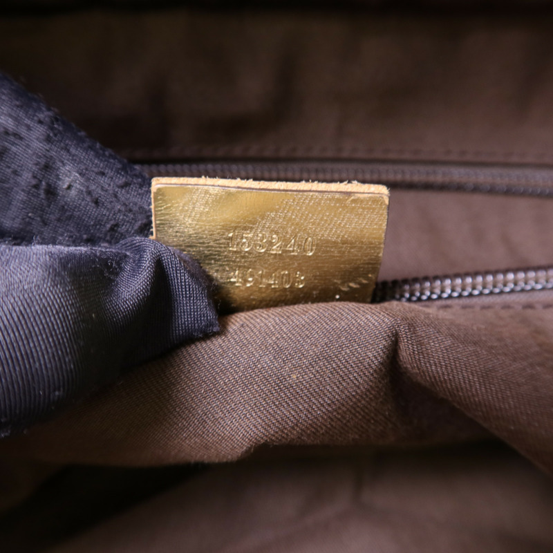 GUCCI 帆布Boston Bag銀扣肩背袋-7