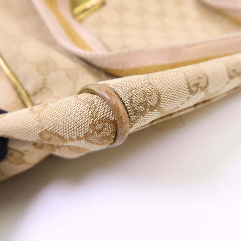 GUCCI 帆布Boston Bag銀扣肩背袋-12