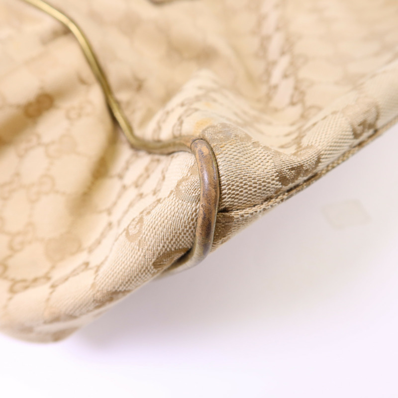 GUCCI 帆布Boston Bag銀扣肩背袋-14