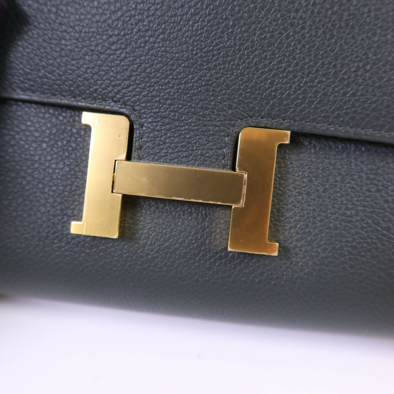 HERMES Evercolor皮革Constance To Go金扣肩背袋Mangrove-9
