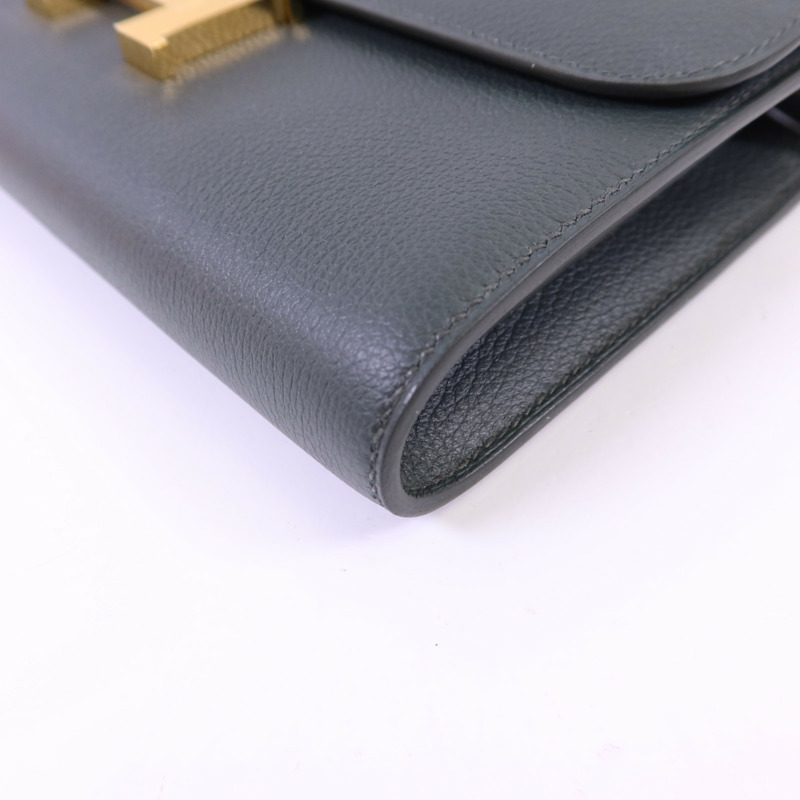 HERMES Evercolor皮革Constance To Go金扣肩背袋Mangrove-10