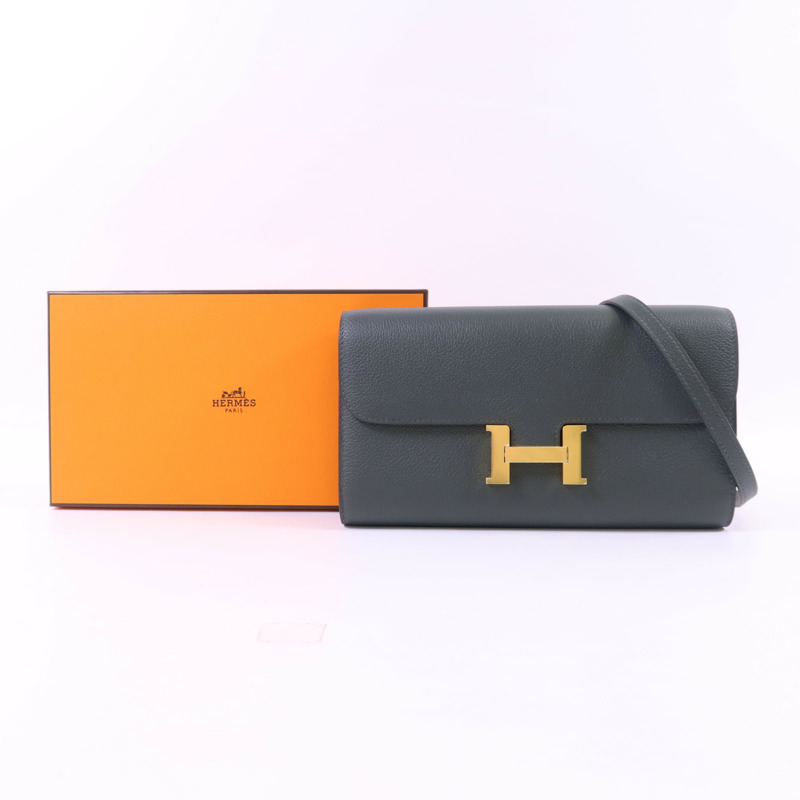 HERMES Evercolor皮革Constance To Go金扣肩背袋Mangrove-14