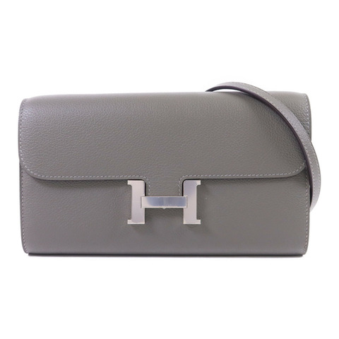 HERMES Evercolor皮革Constance To Go銀扣肩背袋Gris Meyer