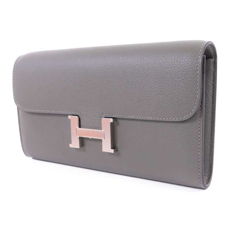 HERMES Evercolor皮革Constance To Go銀扣肩背袋Gris Meyer-2