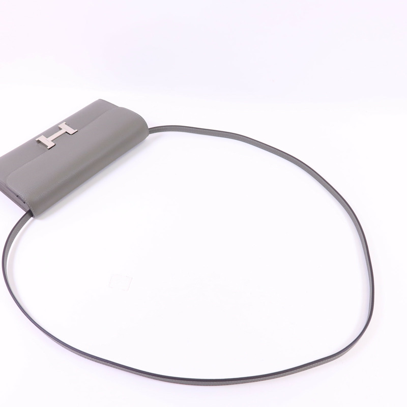 HERMES Evercolor皮革Constance To Go銀扣肩背袋Gris Meyer-4