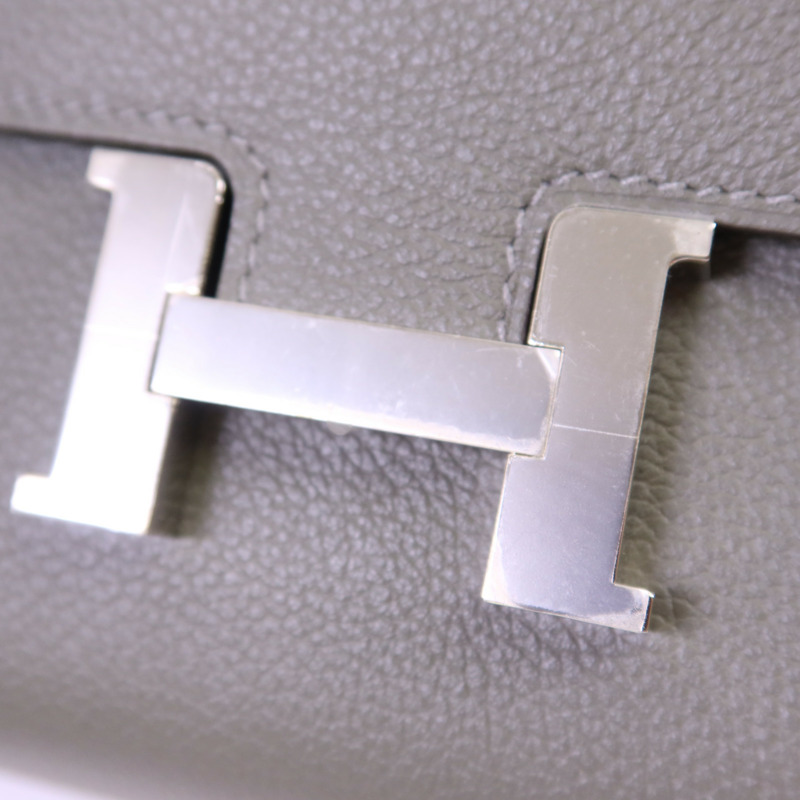 HERMES Evercolor皮革Constance To Go銀扣肩背袋Gris Meyer-8