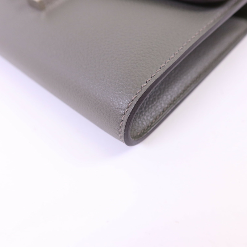 HERMES Evercolor皮革Constance To Go銀扣肩背袋Gris Meyer-9