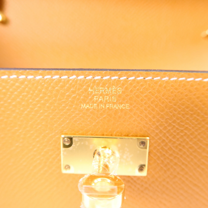 HERMES Epsom皮革Kelly To Go金扣肩背袋Toffee-6