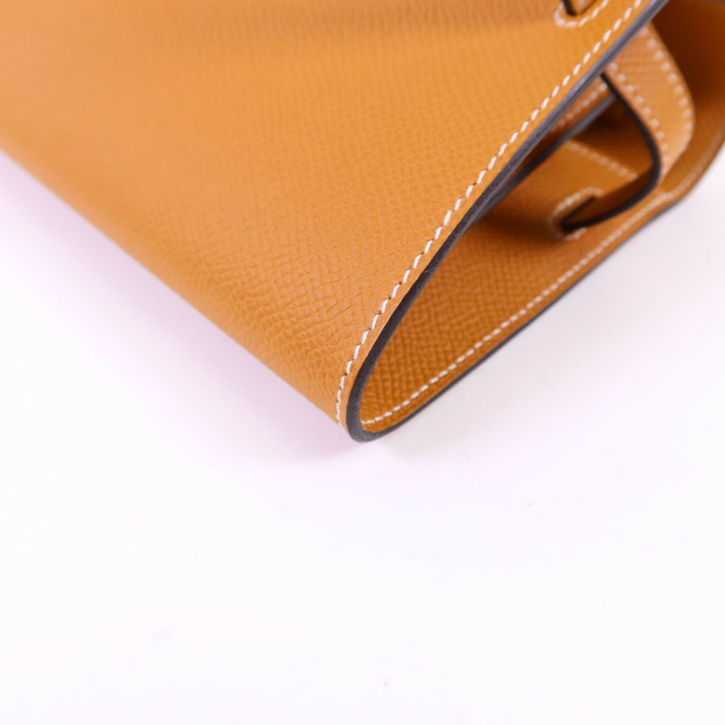 HERMES Epsom皮革Kelly To Go金扣肩背袋Toffee-9
