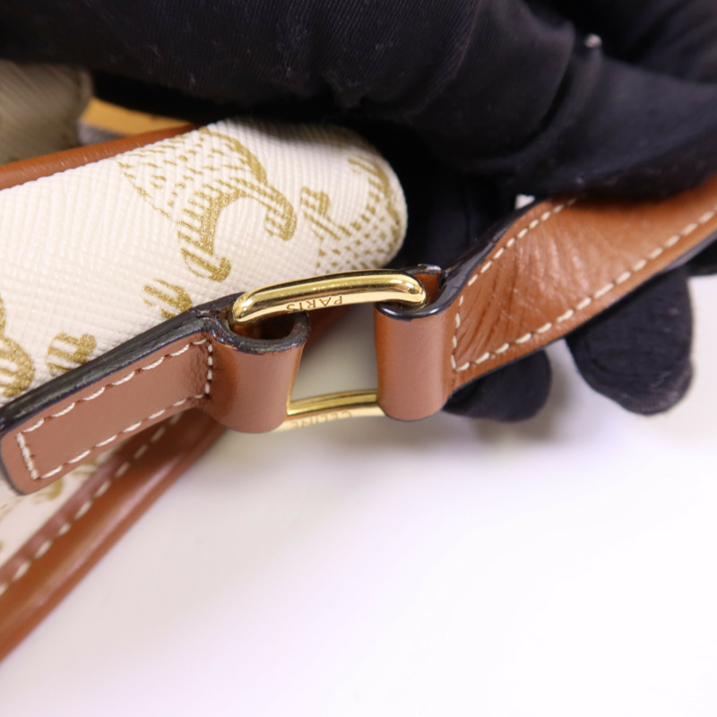 CELINE 塗層帆布Folco金扣肩背袋-8