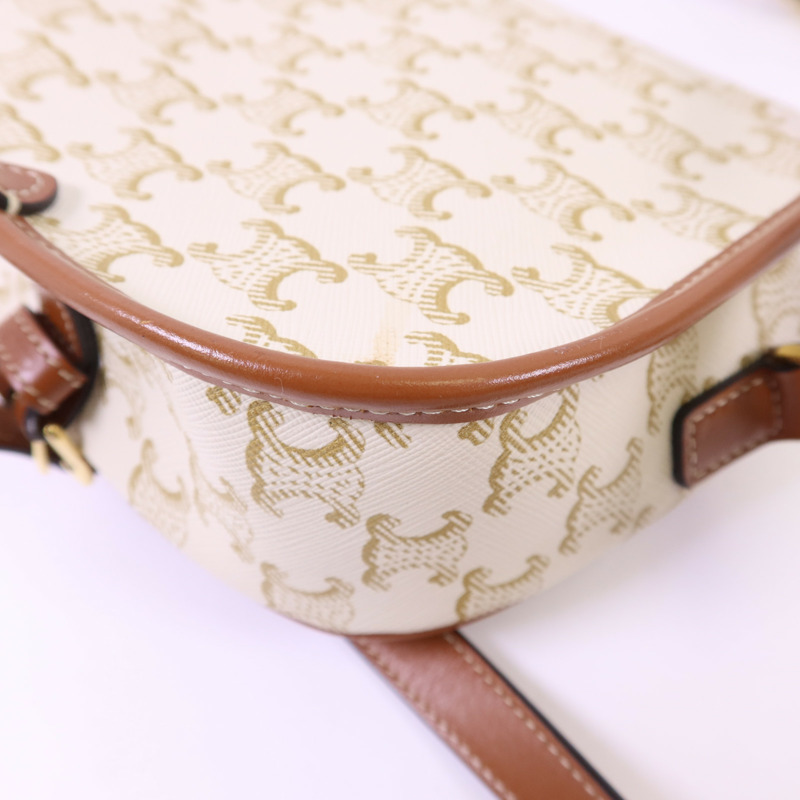 CELINE 塗層帆布Folco金扣肩背袋-12