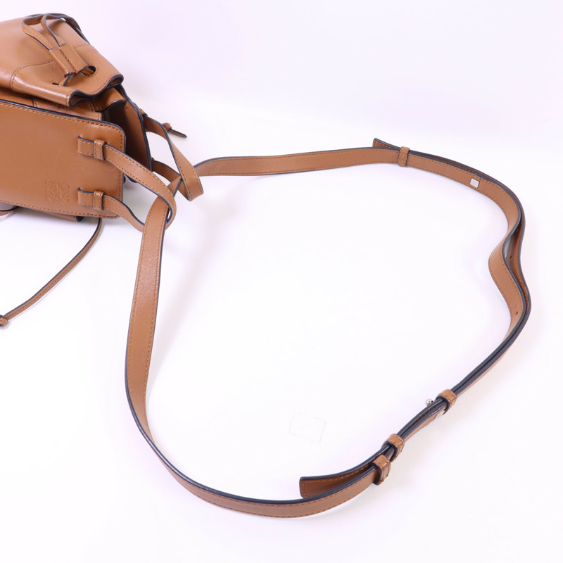 LOEWE 牛皮皮革Mini Hammock Drawstring銀扣手挽肩背兩用袋-4