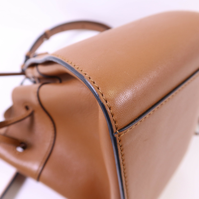 LOEWE 牛皮皮革Mini Hammock Drawstring銀扣手挽肩背兩用袋-12