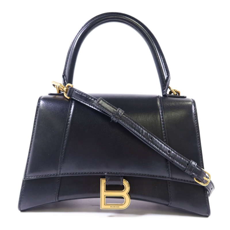 BALENCIAGA 牛皮皮革Hourglass Small Top Handle金扣手挽肩背兩用袋-0