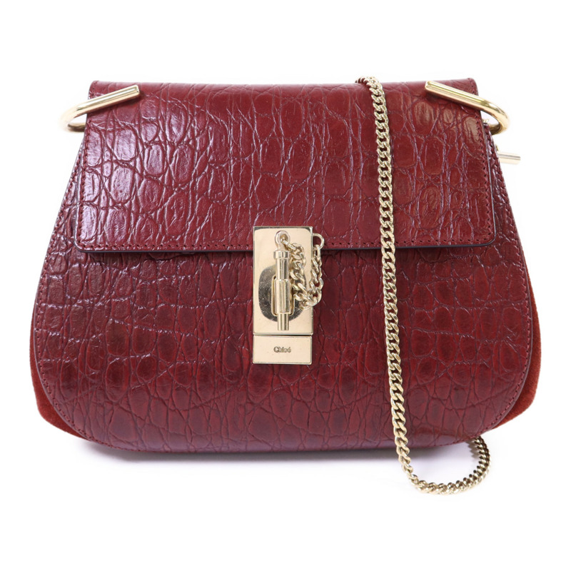 Chloe 牛皮皮革Shoulder Bag金扣鏈帶肩背袋-0