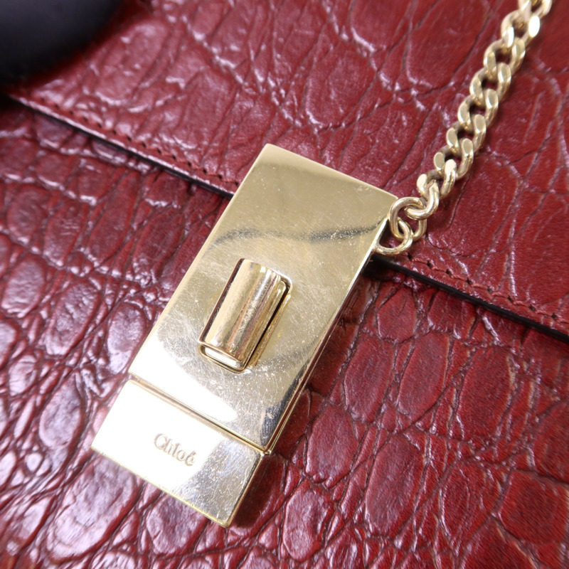 Chloe 牛皮皮革Shoulder Bag金扣鏈帶肩背袋-9