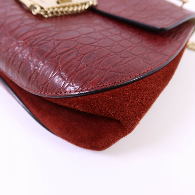 Chloe 牛皮皮革Shoulder Bag金扣鏈帶肩背袋-11