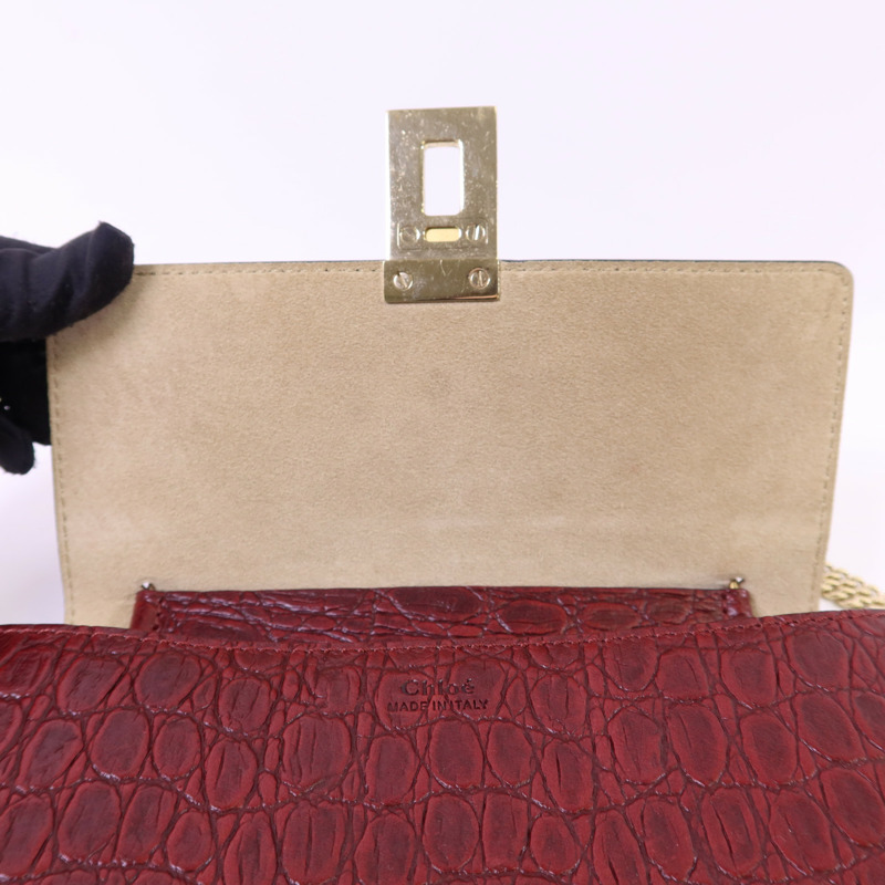 Chloe 牛皮皮革Shoulder Bag金扣鏈帶肩背袋-15