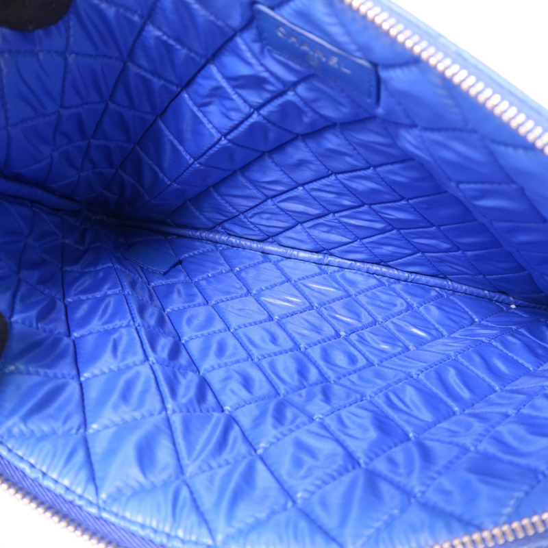 CHANEL 羊皮皮革Pouch銀扣手拿包-4