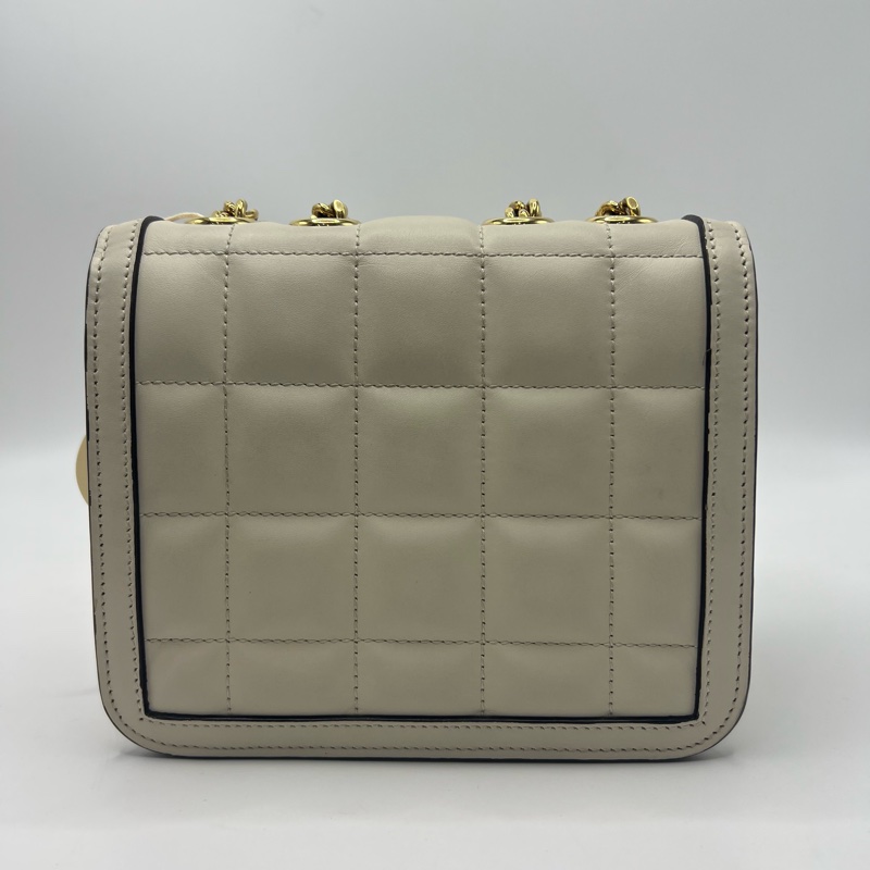 GUCCI古驰 Deco 互扣式双G徽标链条绗缝 皮革 手提斜挎单肩包 女款 白色-1