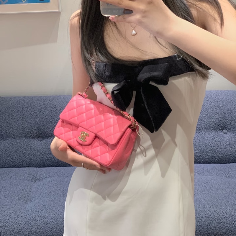 #全網最甜💰 #蜜桃粉 #芯片款 香奈兒cf大mini coco20口蓋包-2