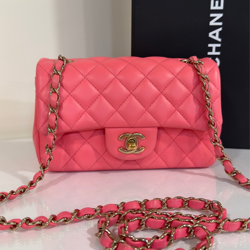 #全網最甜💰 #蜜桃粉 #芯片款 香奈兒cf大mini coco20口蓋包-4