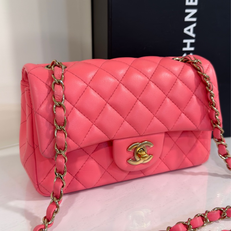 #全網最甜💰 #蜜桃粉 #芯片款 香奈兒cf大mini coco20口蓋包-5