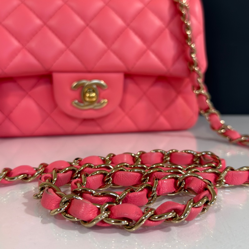 #全網最甜💰 #蜜桃粉 #芯片款 香奈兒cf大mini coco20口蓋包-10