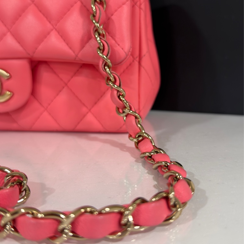 #全網最甜💰 #蜜桃粉 #芯片款 香奈兒cf大mini coco20口蓋包-11