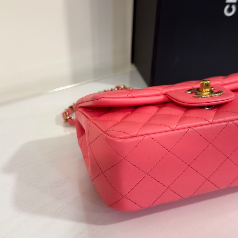 #全網最甜💰 #蜜桃粉 #芯片款 香奈兒cf大mini coco20口蓋包-13