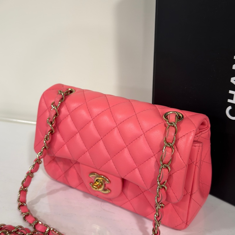 #全網最甜💰 #蜜桃粉 #芯片款 香奈兒cf大mini coco20口蓋包-16