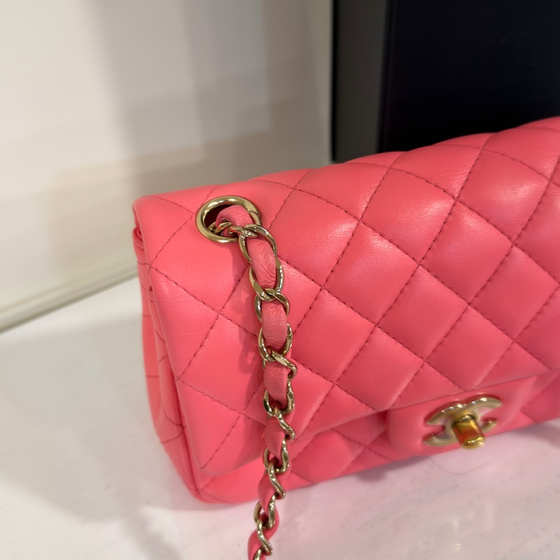 #全網最甜💰 #蜜桃粉 #芯片款 香奈兒cf大mini coco20口蓋包-18