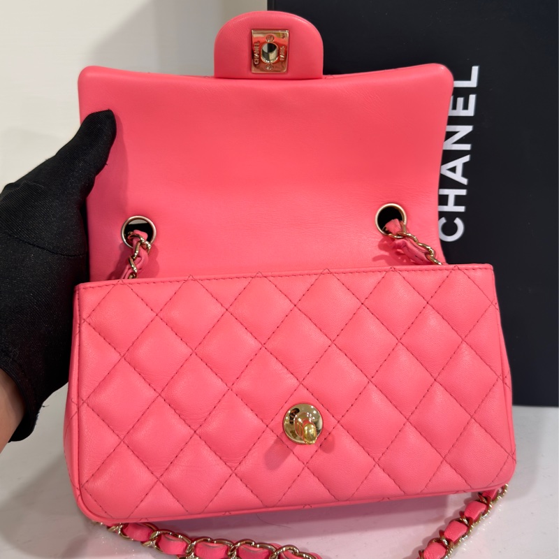 #全網最甜💰 #蜜桃粉 #芯片款 香奈兒cf大mini coco20口蓋包-20