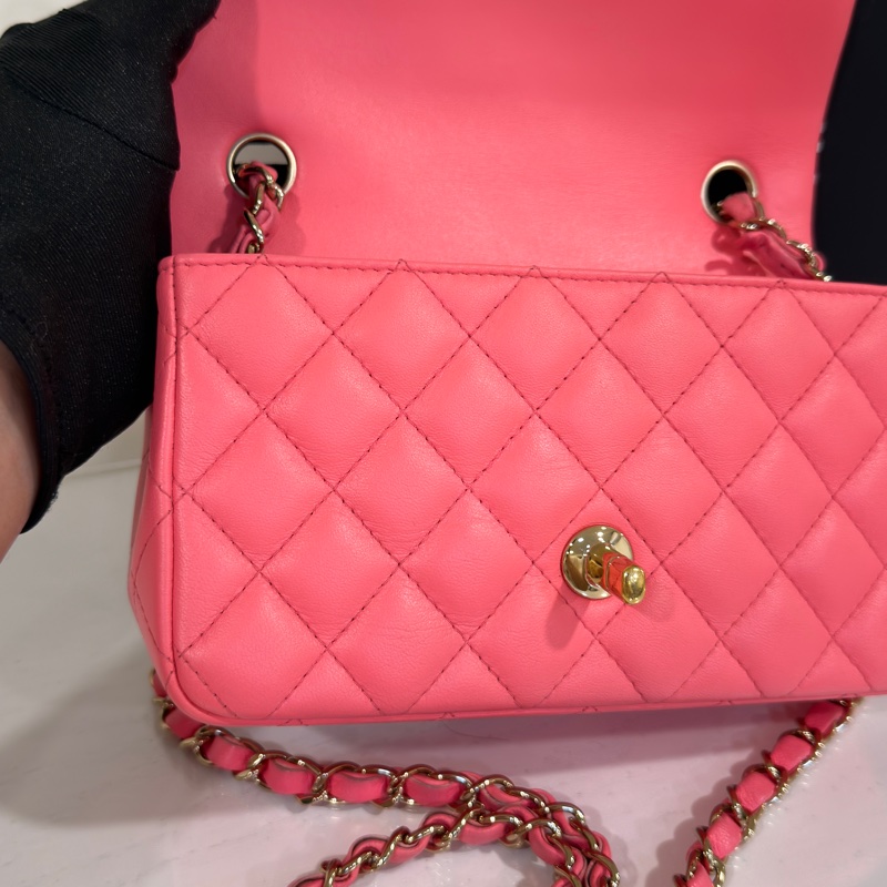 #全網最甜💰 #蜜桃粉 #芯片款 香奈兒cf大mini coco20口蓋包-21