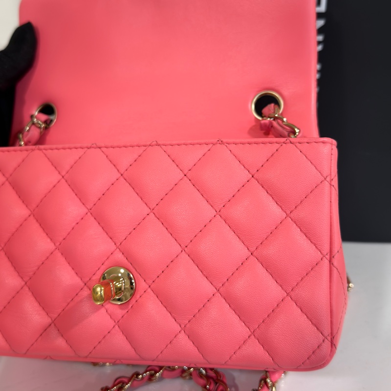 #全網最甜💰 #蜜桃粉 #芯片款 香奈兒cf大mini coco20口蓋包-22