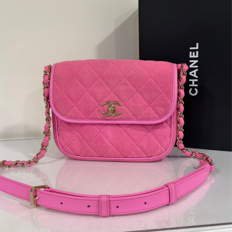 #GD同款 #專櫃16萬 #超甜割愛🔥 香奈兒粉色牛仔郵差包 肩帶🉑調🉑斜挎/肩背-2