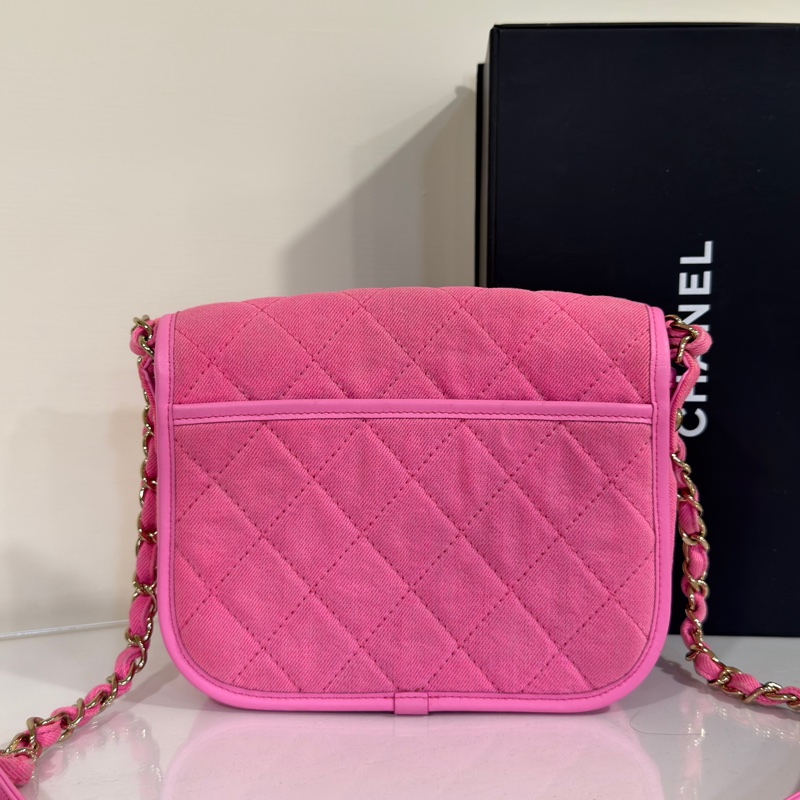 #GD同款 #專櫃16萬 #超甜割愛🔥 香奈兒粉色牛仔郵差包 肩帶🉑調🉑斜挎/肩背-4