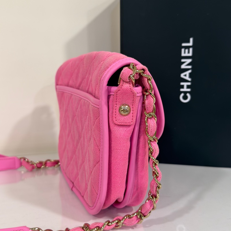 #GD同款 #專櫃16萬 #超甜割愛🔥 香奈兒粉色牛仔郵差包 肩帶🉑調🉑斜挎/肩背-5