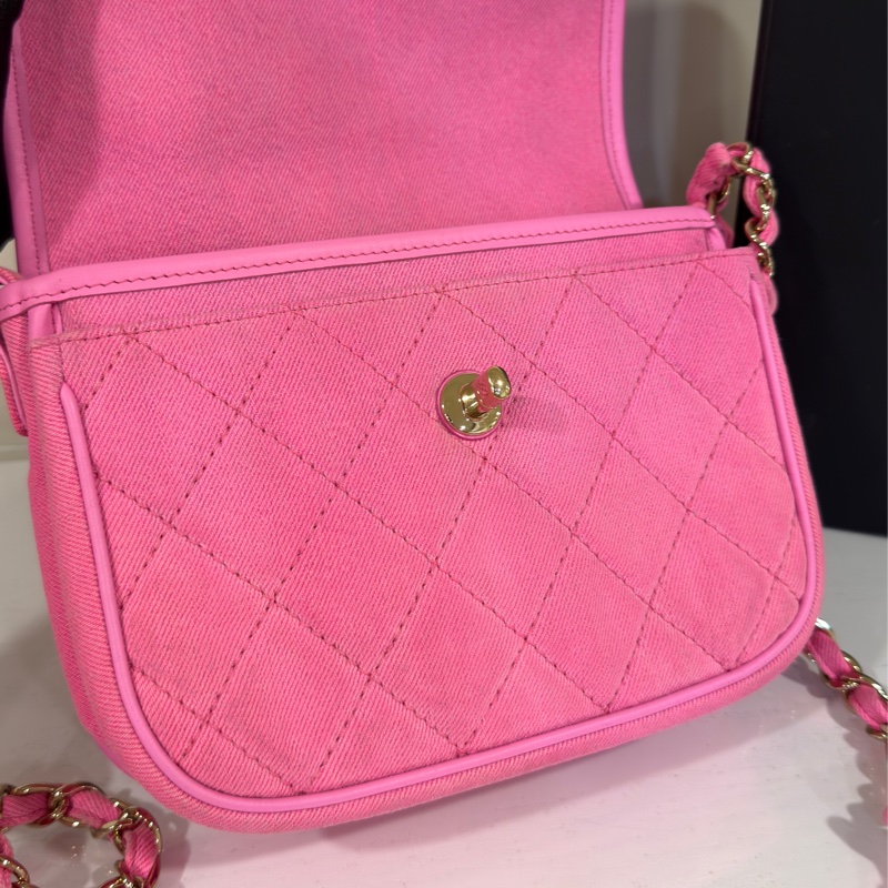 #GD同款 #專櫃16萬 #超甜割愛🔥 香奈兒粉色牛仔郵差包 肩帶🉑調🉑斜挎/肩背-11