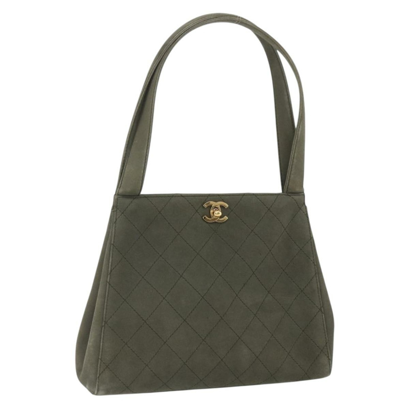 【日本直送】香奈兒 Matelasse 麂皮肩背包 卡其色 CC Auth 122906-0